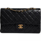 Chanel Black Lambskin Medium Classic Double Flap Quilted Gold Shoulder Bag