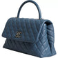 Chanel Dark Blue Flap Top Medium Coco Handle Bag