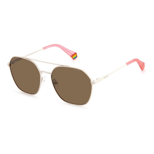 Polaroid Beige Stainless Steel Sunglasses