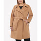 Women's Plus Size Belted Notched-Collar Wrap Coat