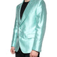 Dolce & Gabbana Mint Green Silk Single Breasted Coat Blazer