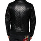 Dolce & Gabbana Black Calf Leather Quilted Full Zip Jacket