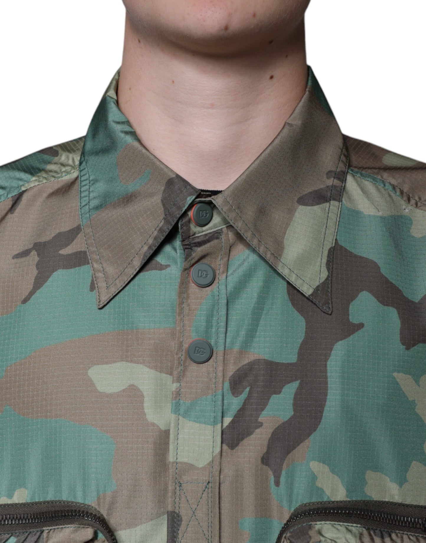 Dolce & Gabbana Multicolor Camouflage Button Down Shirt