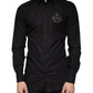 Dolce & Gabbana Black King Crown Embroidered GOLD Dress Shirt