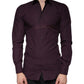 Dolce & Gabbana Dark Violet Cotton Dress GOLD Men Formal Shirt