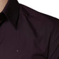 Dolce & Gabbana Dark Violet Cotton Dress GOLD Men Formal Shirt