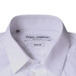 Dolce & Gabbana White Cotton Stretch Dress GOLD Formal Shirt