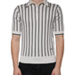 Dolce & Gabbana White Black Stripe Polo Short Sleeve T-shirt