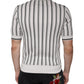 Dolce & Gabbana White Black Stripe Polo Short Sleeve T-shirt