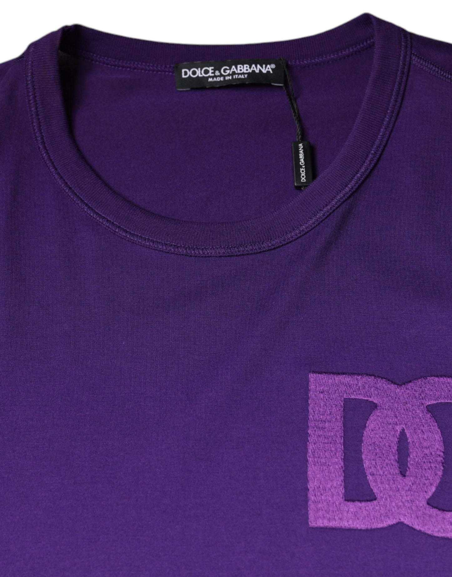 Dolce & Gabbana Purple DG Logo Cotton Crew Neck T-shirt