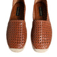 Dolce & Gabbana Maroon Woven Leather Men Espadrille Shoes