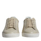 Dolce & Gabbana Beige London Leather Low Top Sneakers Shoes