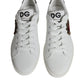 Dolce & Gabbana White Silver Sacred Heart Men Sneakers Shoes