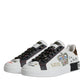 Dolce & Gabbana White Leather Crown Embellished Sneaker Shoes