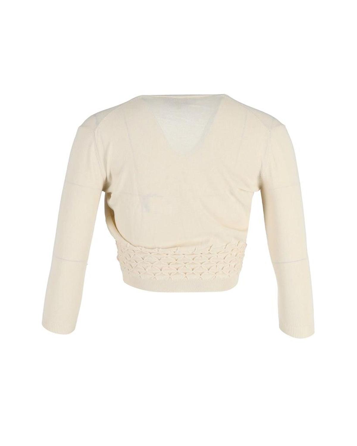 Max Mara Sportmax Buttoned Cropped Cardigan in Cream Cotton