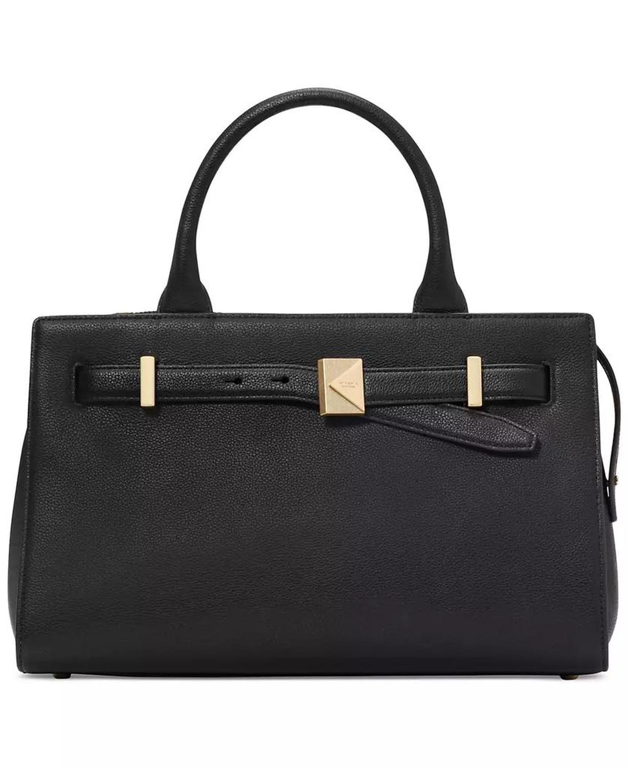 Deco Pebbled Leather Satchel Bag