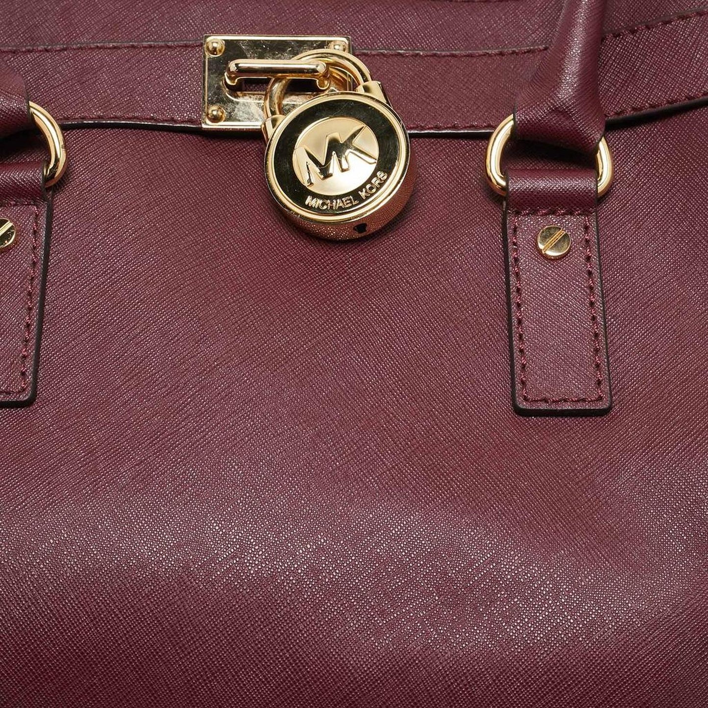 Michael Kors Burgundy Leather Large East West Hamilton Tote