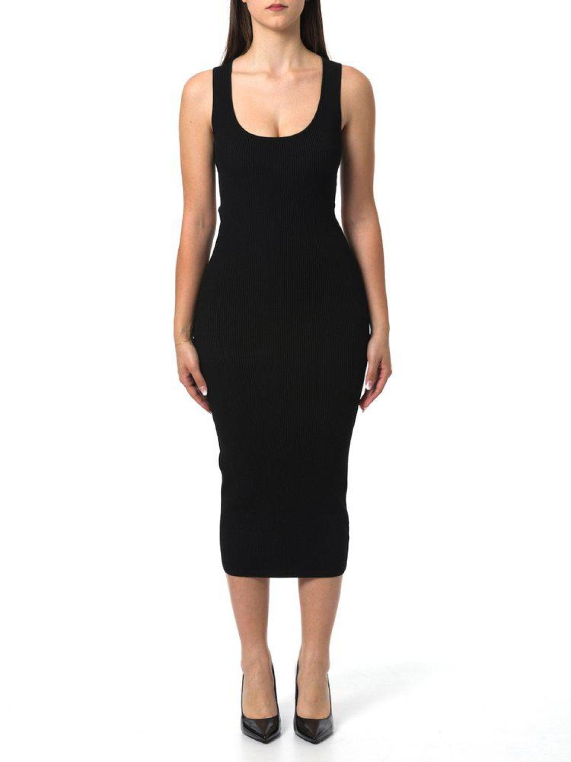 Michael Kors Ribbed Stretch Knit Cutout Midi Dress