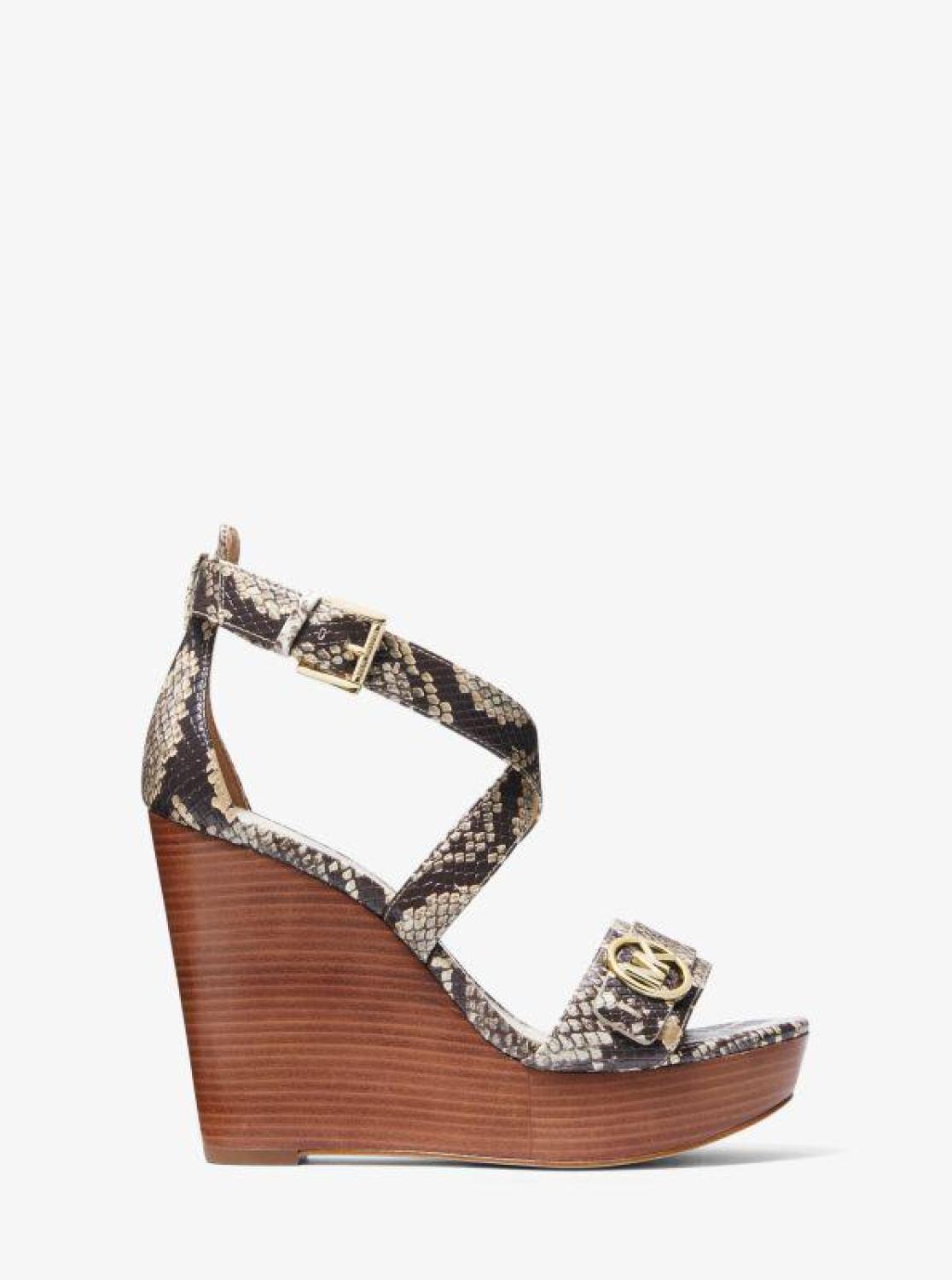 Carmen Snake Embossed Wedge Sandal