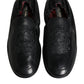 Dolce & Gabbana Black Logo Embroidered Leather Loafer Men Dress Shoes