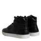 Dolce & Gabbana Black Leather High Top Men Sneakers Shoes