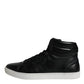 Dolce & Gabbana Black Leather High Top Men Sneakers Shoes