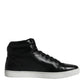 Dolce & Gabbana Black Leather High Top Men Sneakers Shoes