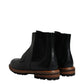 Dolce & Gabbana Black Leather Chelsea Mid Calf Men Boots Shoes