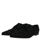 Dolce & Gabbana Black Embellished Suede Derby Formal Shoes