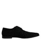 Dolce & Gabbana Black Embellished Suede Derby Formal Shoes