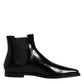 Dolce & Gabbana Black Leather Chelsea Men Ankle Boots Shoes