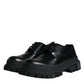 Dolce & Gabbana Black Leather Lace Up Trekking Dress Shoes