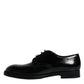 Dolce & Gabbana Black Leather Lace Up Men Derby Formal Shoes