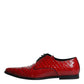 Dolce & Gabbana Red Textured Varnished Derby Men Formal Shoes