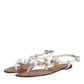 Dolce & Gabbana White Leather Coins Flip Flops Sandals Shoes