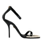 Dolce & Gabbana Black Keira Leather Faux Pearl Sandals Heels Shoes