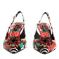 Dolce & Gabbana Multicolor Leather Crystal Heels Slingback Shoes