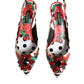 Dolce & Gabbana Multicolor Leather Crystal Heels Slingback Shoes