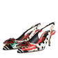 Dolce & Gabbana Multicolor Leather Crystal Heels Slingback Shoes