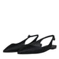 Dolce & Gabbana Black Brocade Flats Sandals Slingback Shoes