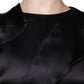 Emporio Armani Black Satin Long Sleeves Wrap Sheath Mini Dress