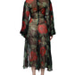 Dolce & Gabbana Black Floral Silk Wrap See Through Dress