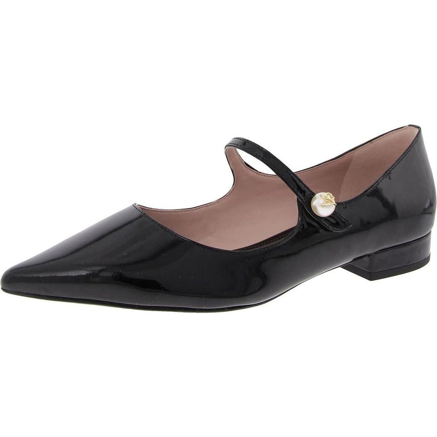 Maya Pearl Womens Embellished Patent Leather Ballet Flats