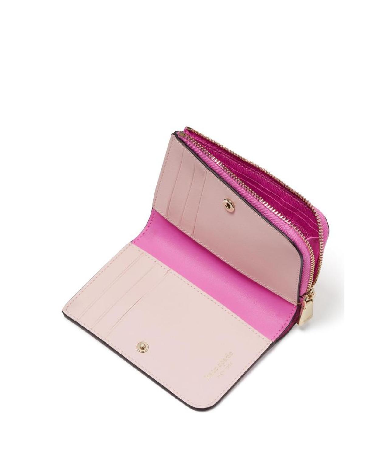 Ava Colorblocked Pebbled Leather Zip Bifold Wallet