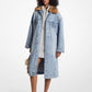 Faux Fur Trim Denim Oversized Coat