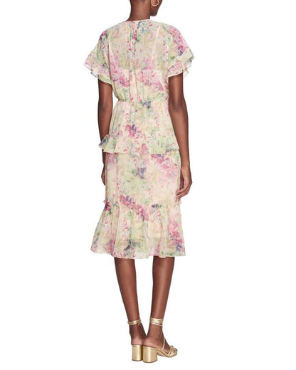 Marchesa Notte Lita Printed Midi Dress