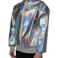 Dolce & Gabbana Silver Iridescent Full Zip Men Bomber Jacket