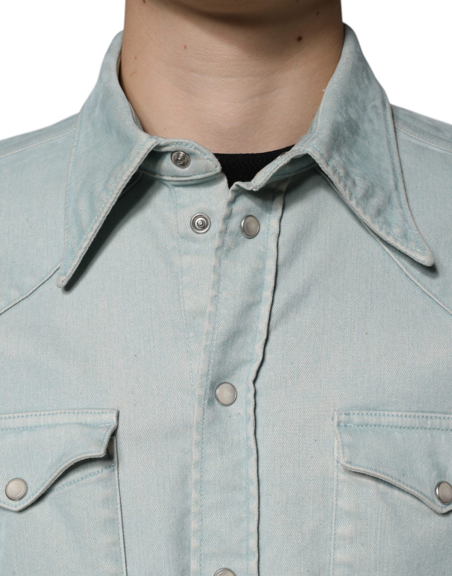 Dolce & Gabbana Light Blue Cotton Button Down Casual Shirt