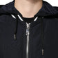 Dolce & Gabbana Black Hooded Full Zip Men Bomber Jacket