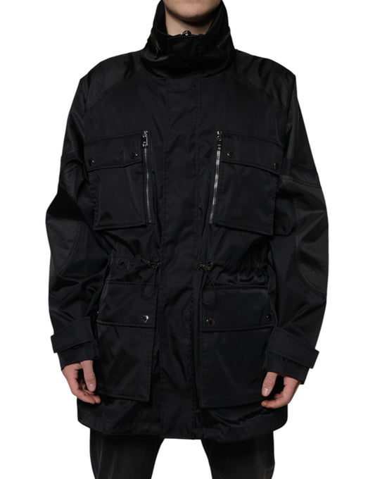 Dolce & Gabbana Black Nylon Winter Men Parka Coat Jacket